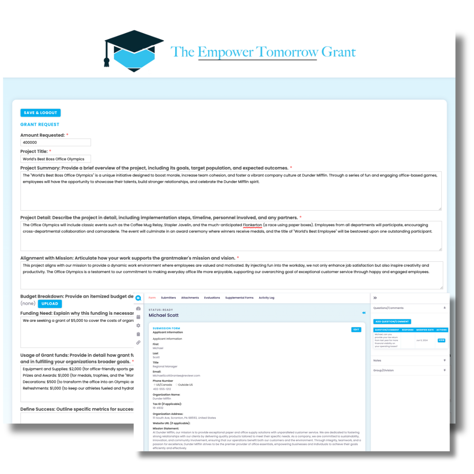 Example showing the grant application experience in Reviewr and why you need grant management software